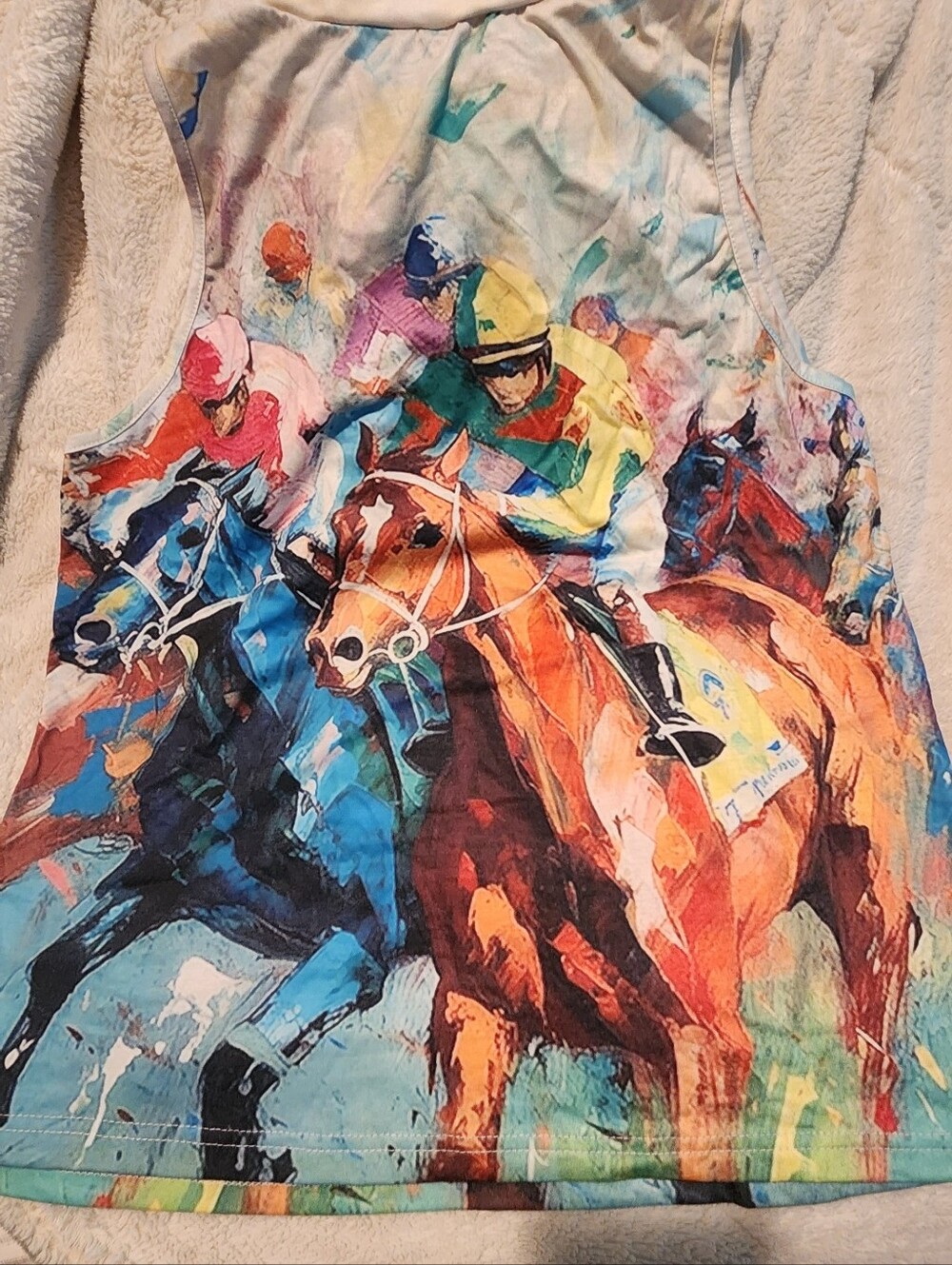 Colorful Horse Racing Graphic Tank Top - Picture 2 of 3